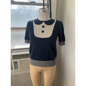 adorable MARC JACOBS short sleeve SS navy sweater tuxedo design